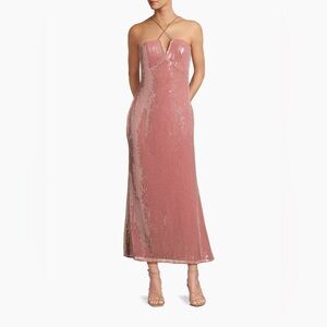 HUTCH- Zennia Sequined Midi-Dress Rosewater Size S